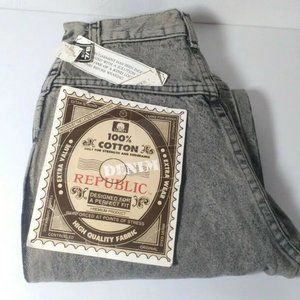 Vtg USA Denim Republic Acid Wash Gray Jeans Womens Size 7/8 High Rise Mom